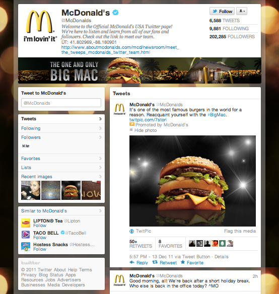 Twitter Brand Pages McDonalds
